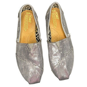 TOMS Pewter Sequin Classics Flats Womens Size 7.5 Slip ons